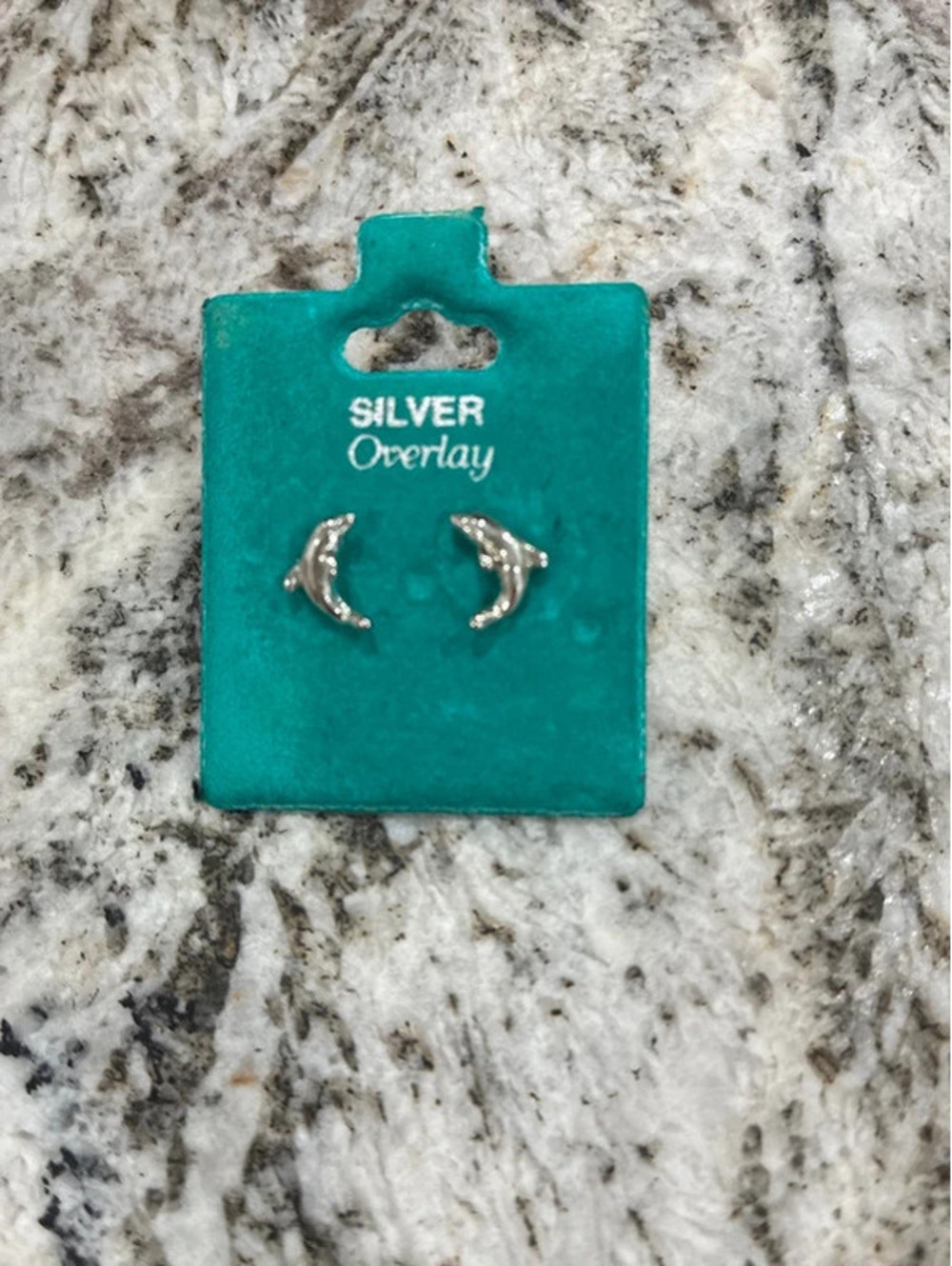 Silver Overlay Dolphin Stud Earrings